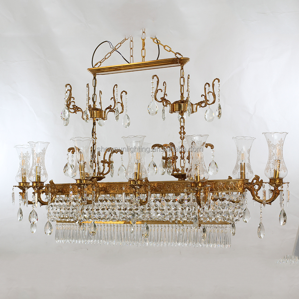 antique brass crystal lighting hallway pendant lamp rectangular dining room chandelier for restaurants