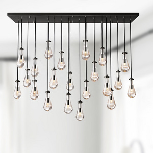 Modern Industrial Rain Drop Pendant Light Chandelier With Unique Glass Shade For Kitchen Island Living Room Bedroom Dining Room