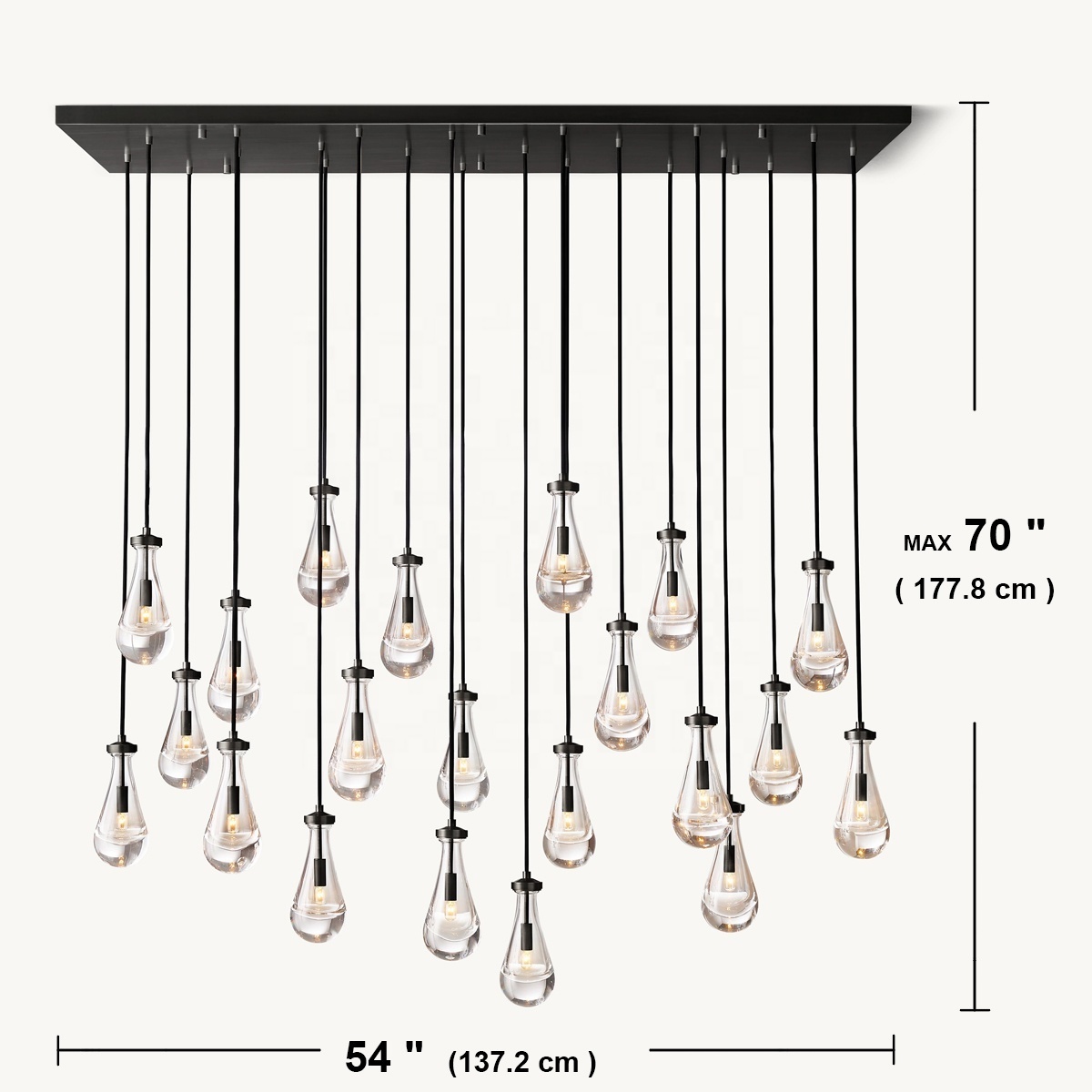 Modern Industrial Rain Drop Pendant Light Chandelier With Unique Glass Shade For Kitchen Island Living Room Bedroom Dining Room