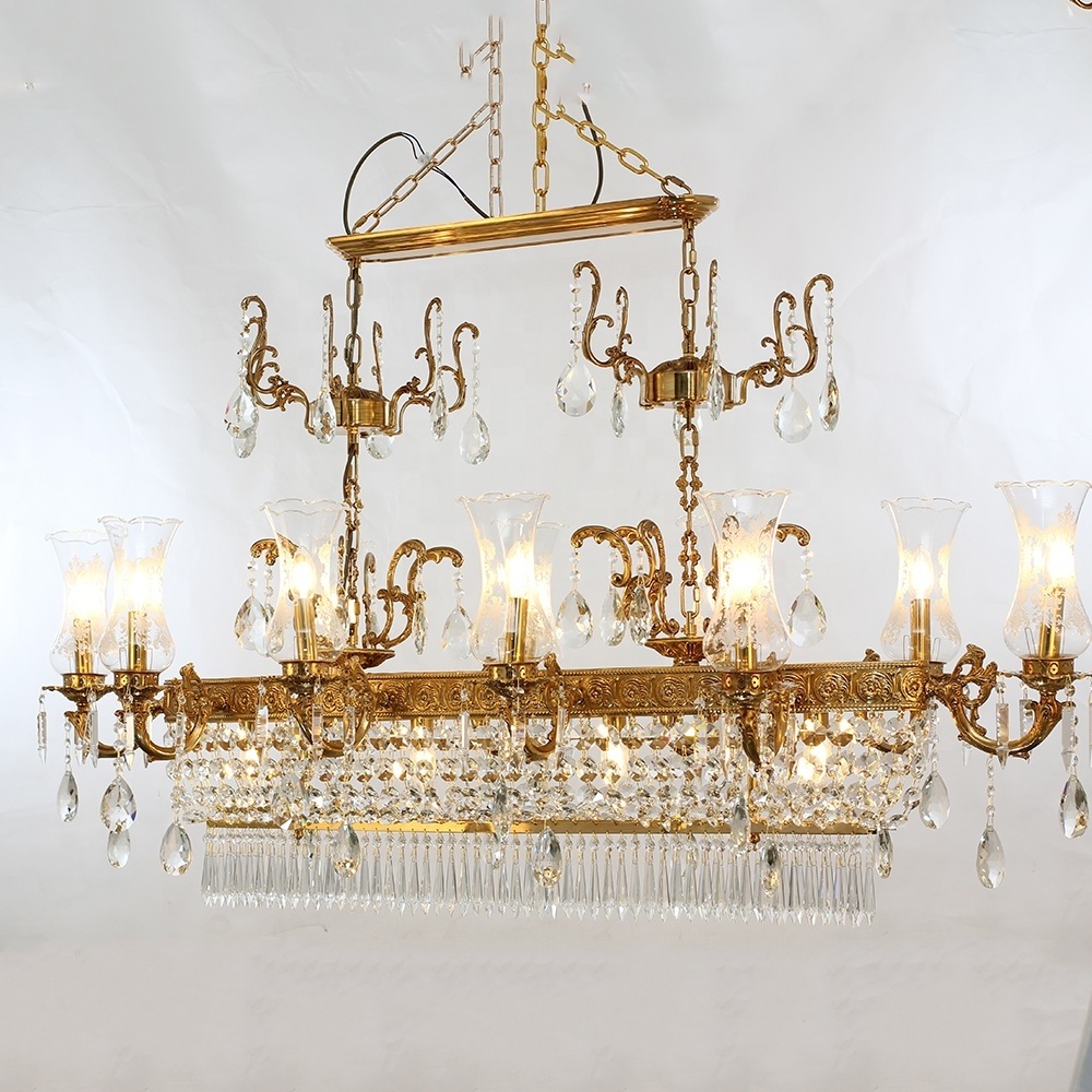 antique brass crystal lighting hallway pendant lamp rectangular dining room chandelier for restaurants