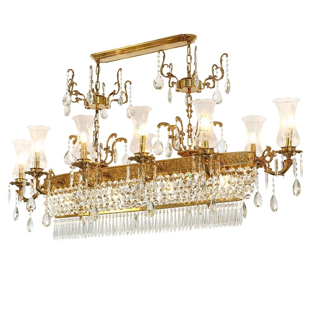 antique brass crystal lighting hallway pendant lamp rectangular dining room chandelier for restaurants