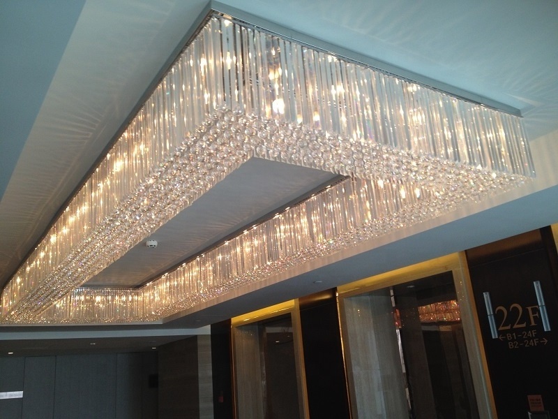 High Ceiling Wedding Large Chandelier Hotel Villa Rectangular Luxury Crystal Chandelier