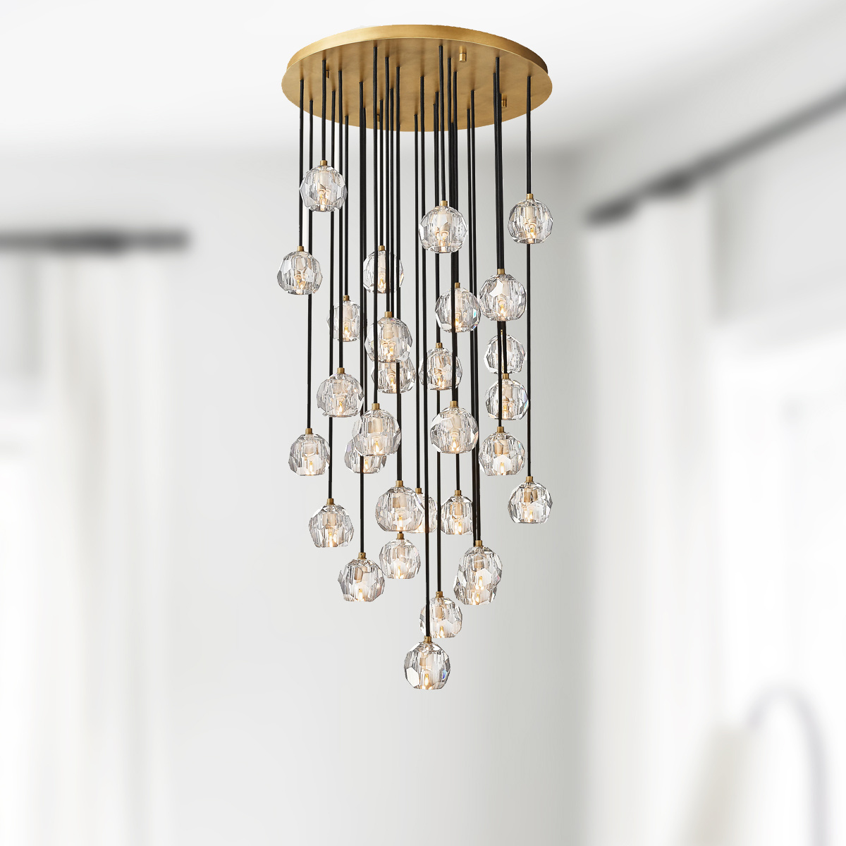 Modern Crystal Molecular Pendants Chandelier Ceiling Lighting Fixture For Living Dining Room Bedroom Kitchen Island Foyer Lobby