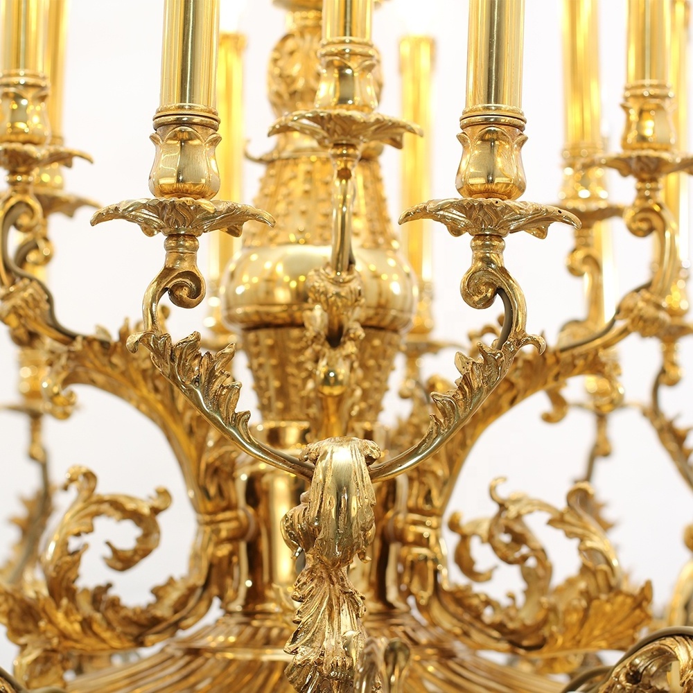 French Mid Century Large Chandeliers Luxury Classical Foyer Pendant Light Antique Brass Chandelier