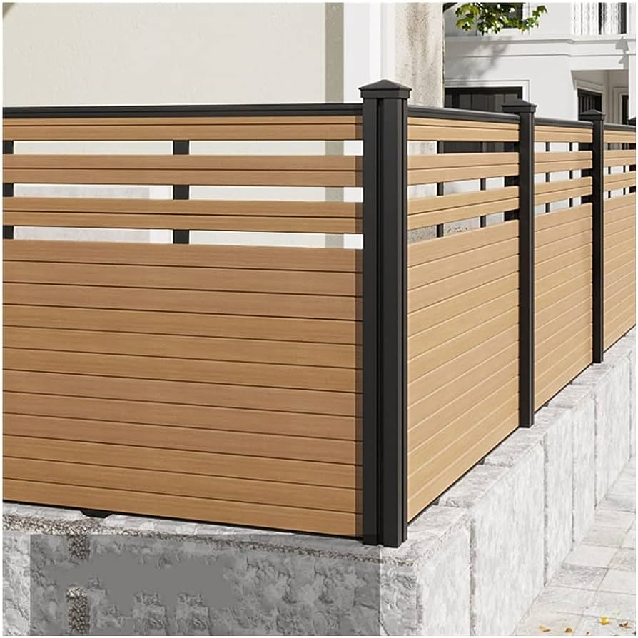 wpc slat fence, wpc fence shenzhen yyayuyuan decoration materials, waterproof outdoor wood plastic composite wpc fenc