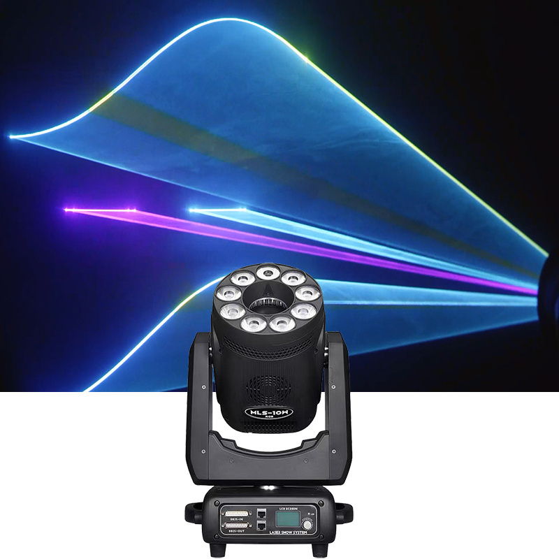 Professional Stage Lighting 10W RGB Laser Moving Light LIne Animation Scanner Lazer Disco DJ Holiday Wedding Party Lamp