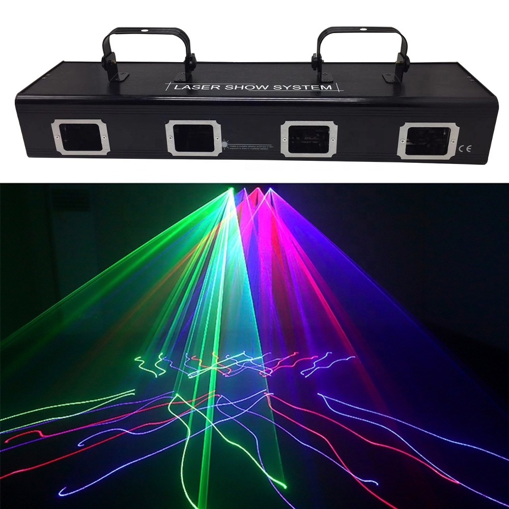 4 Heads Bar DJ Laser RGB Purple Line Beam Scan Stage Lighting Batten Disco Party Club DMX 512 Lamp