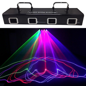 4 Heads Bar DJ Laser RGB Purple Line Beam Scan Stage Lighting Batten Disco Party Club DMX 512 Lamp