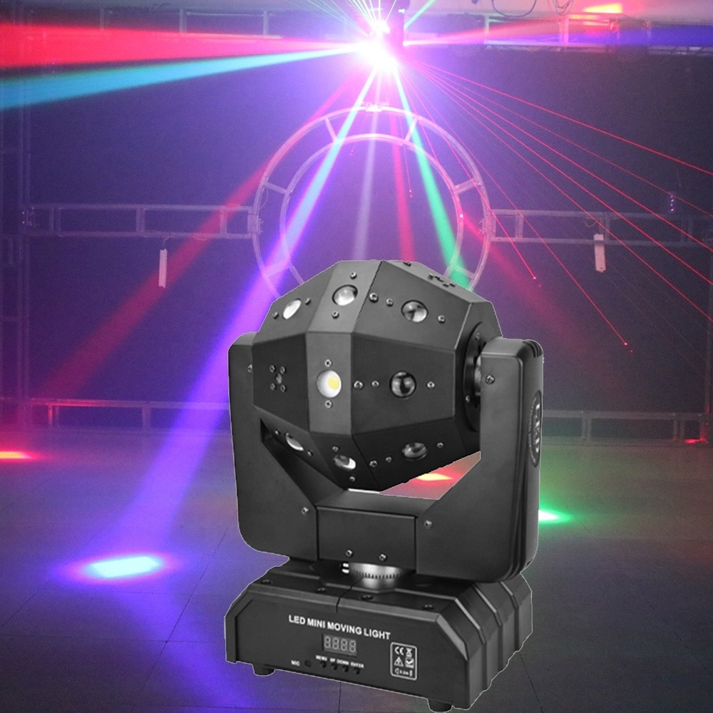 16X5W Led Beam Red Green Laser Led Strobe 3 IN 1 Moving Light Led Football Unlimited Rotate Stage Lighting DJ Club Bar Lamp