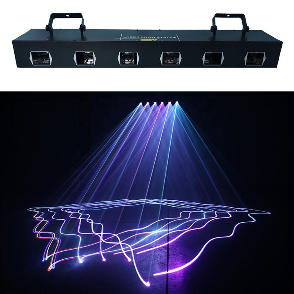 Long Batten Bar Light 6 Holes RGB 3 IN 1 Beam Line Scan Laser Stage Lighting DMX 512 Control Disco DJ Club Lamp