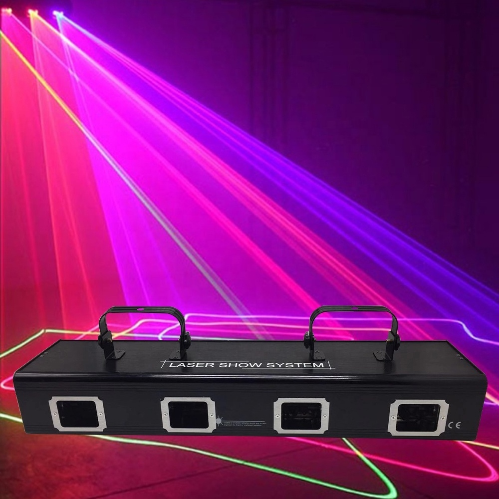 4 Heads Bar DJ Laser RGB Purple Line Beam Scan Stage Lighting Batten Disco Party Club DMX 512 Lamp