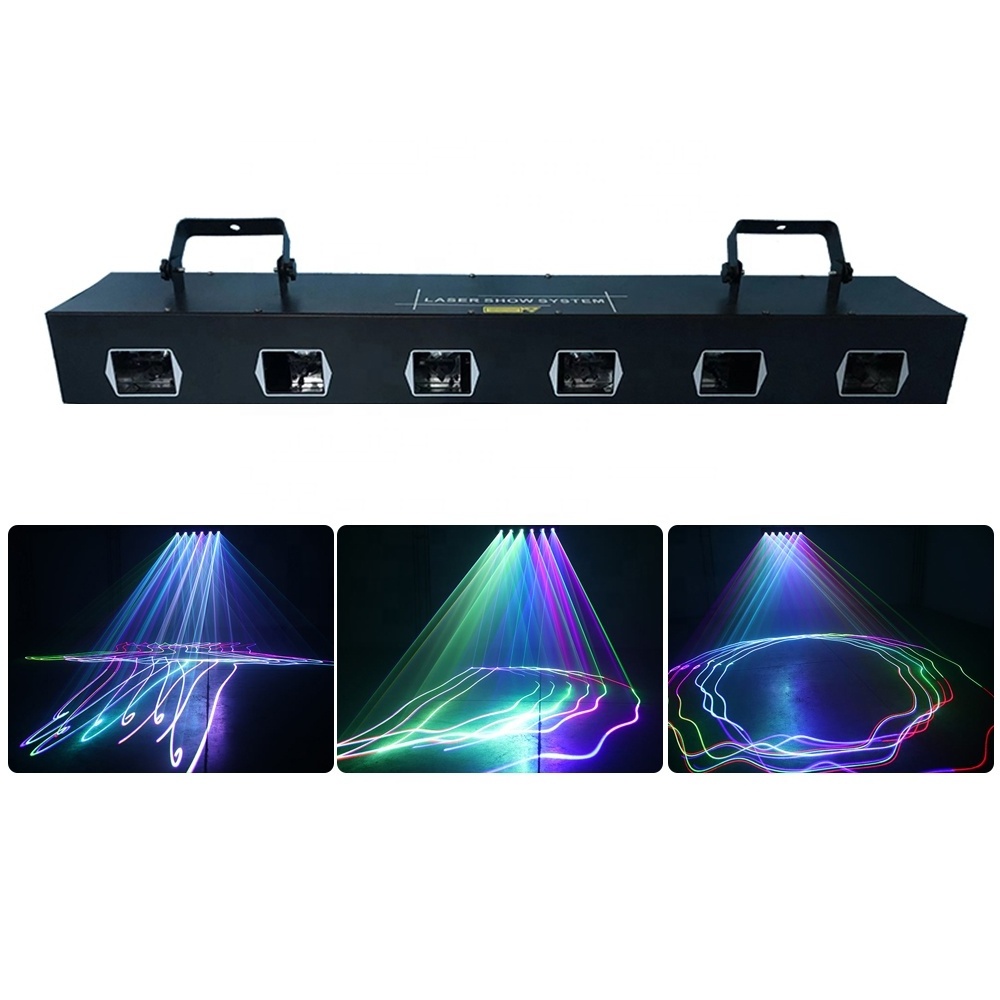 Long Batten Bar Light 6 Holes RGB 3 IN 1 Beam Line Scan Laser Stage Lighting DMX 512 Control Disco DJ Club Lamp