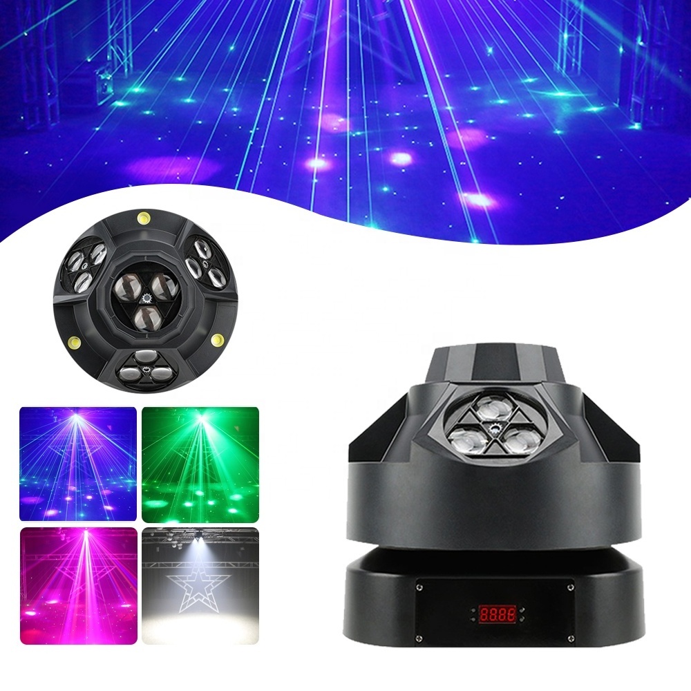 DJ Led RBG Beam Green Laser White Led Strobe 3 Effect IN 1 Party Disco Light Unlimited Rotate Stage Lighting Bar Club KTV Lamp