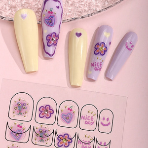 Spring Pink Sakura false nail sticker preserved dried flower kids nail art sticker sheets White Florals Petals Flowers Back Glue