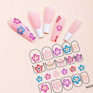 2022 Gel New Adhesive Embossed Nail Stickers Luxury Flower Stickers Nail Art Embossment 5D Nail Art Stickers