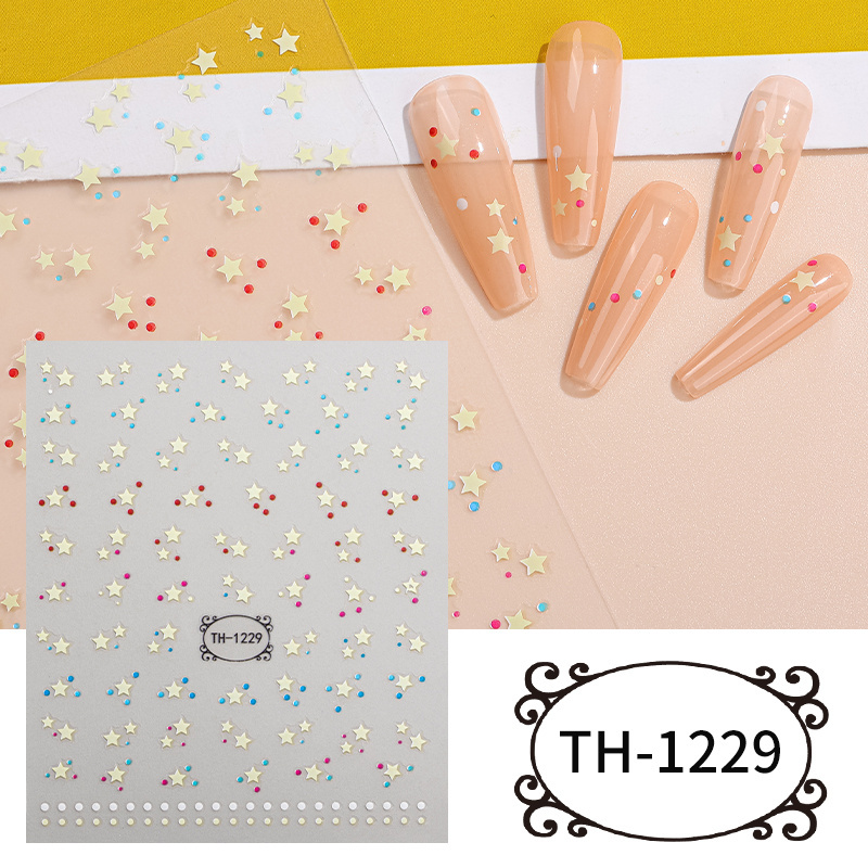 Hot selling wholesale Starry Love Smiling Face French Cloud Moon Pattern nail stickers decals