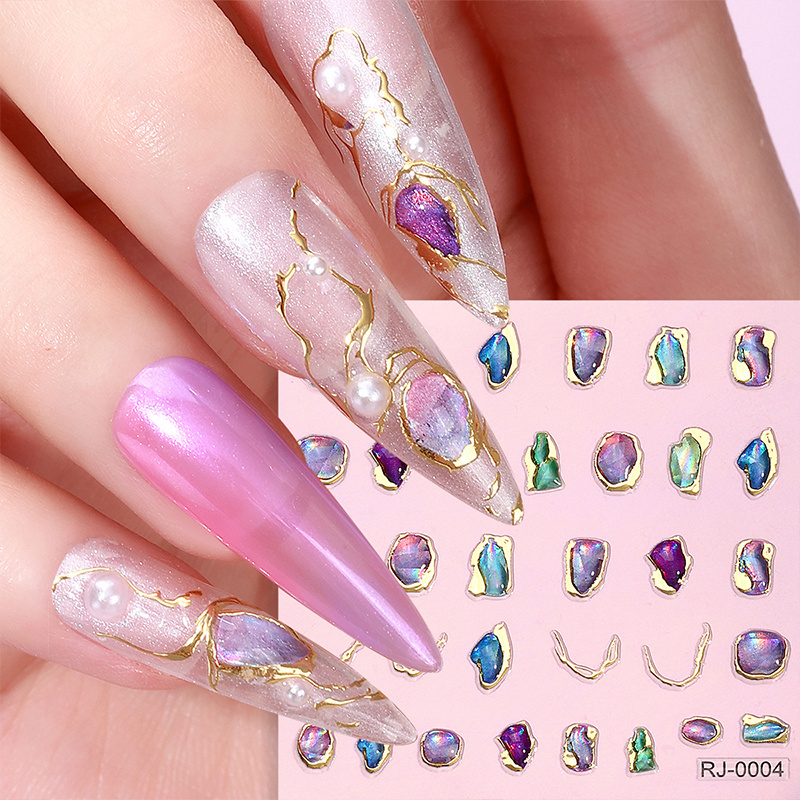 5D nail art luxury Finger decoration Drip glue relief emboss diamond gemstone jewels sticker decals