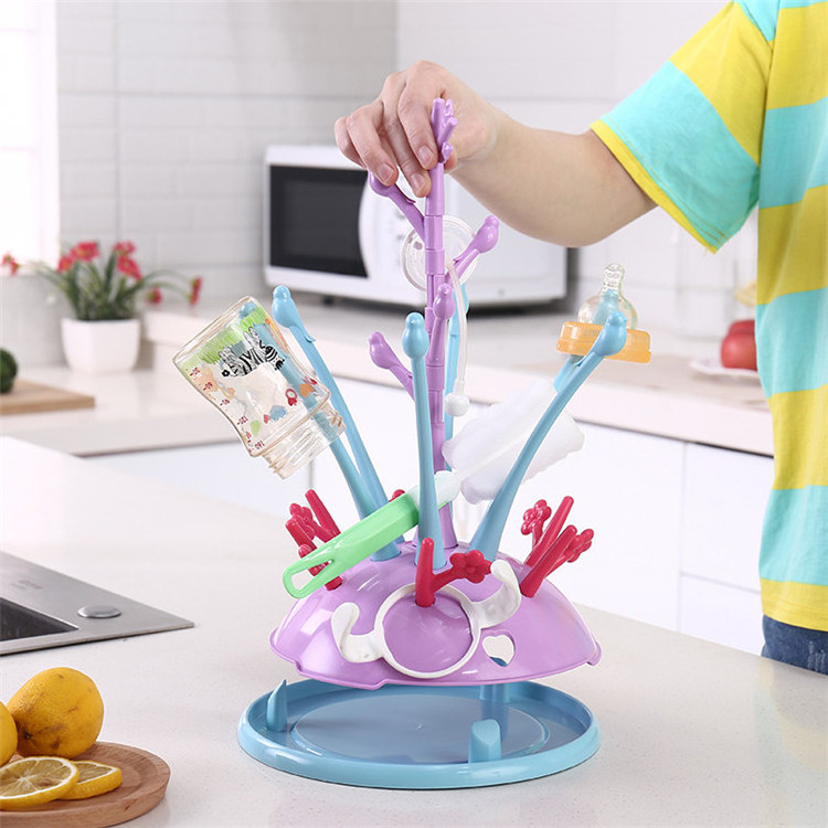 Portable Baby Bottles Drying Rack Drying Bottle Holder Tree Shape Infant Pacifier Nipple Feeding Cups Cleaning Dryer