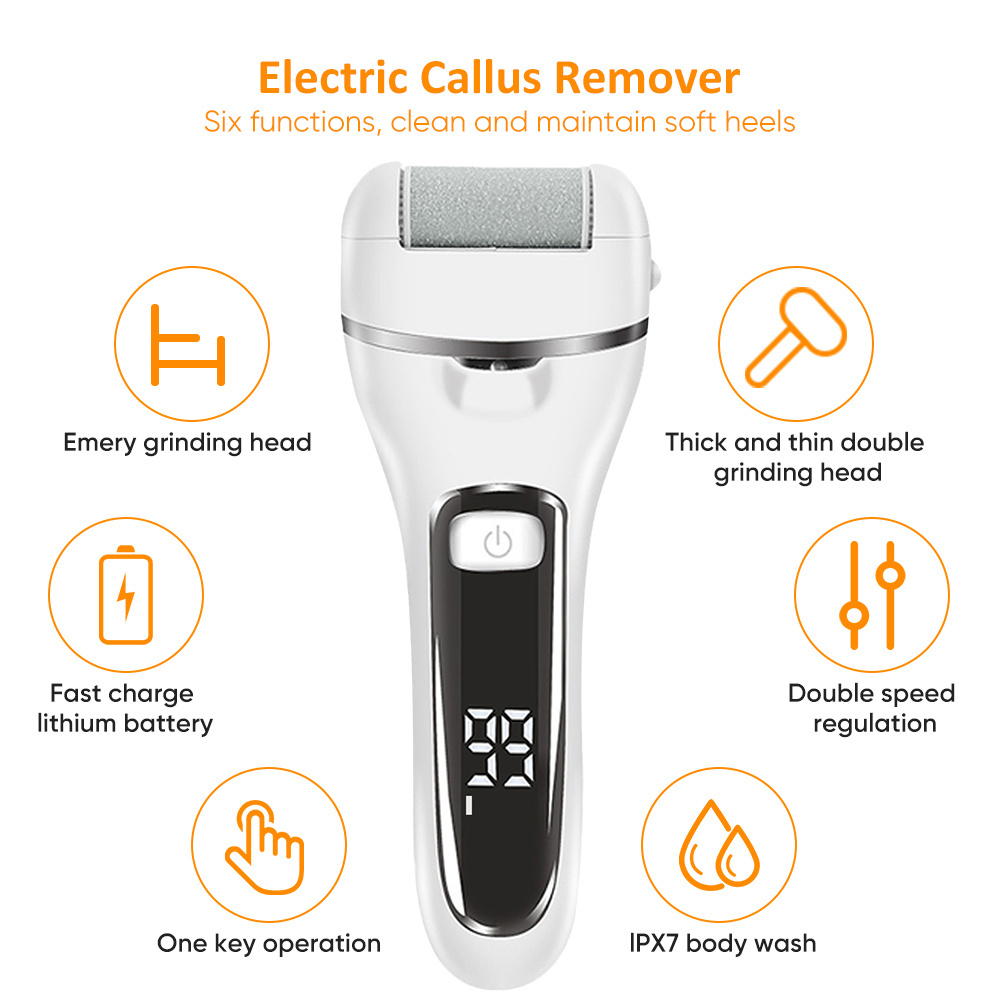 Waterproof Electric Foot Care Dead Skin Grinder Foot File Callus Remover Pedicure Tools Hard Dry Dead Skin Cuticle Remover