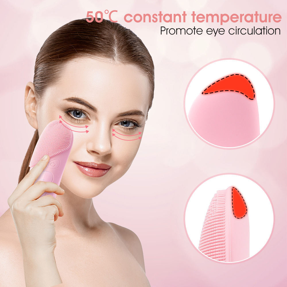 3 IN 1 Waterproof Electric Sonic Facial Exfoliating Cleanser Silicone Facial Cleansing Brush With Eye Massager