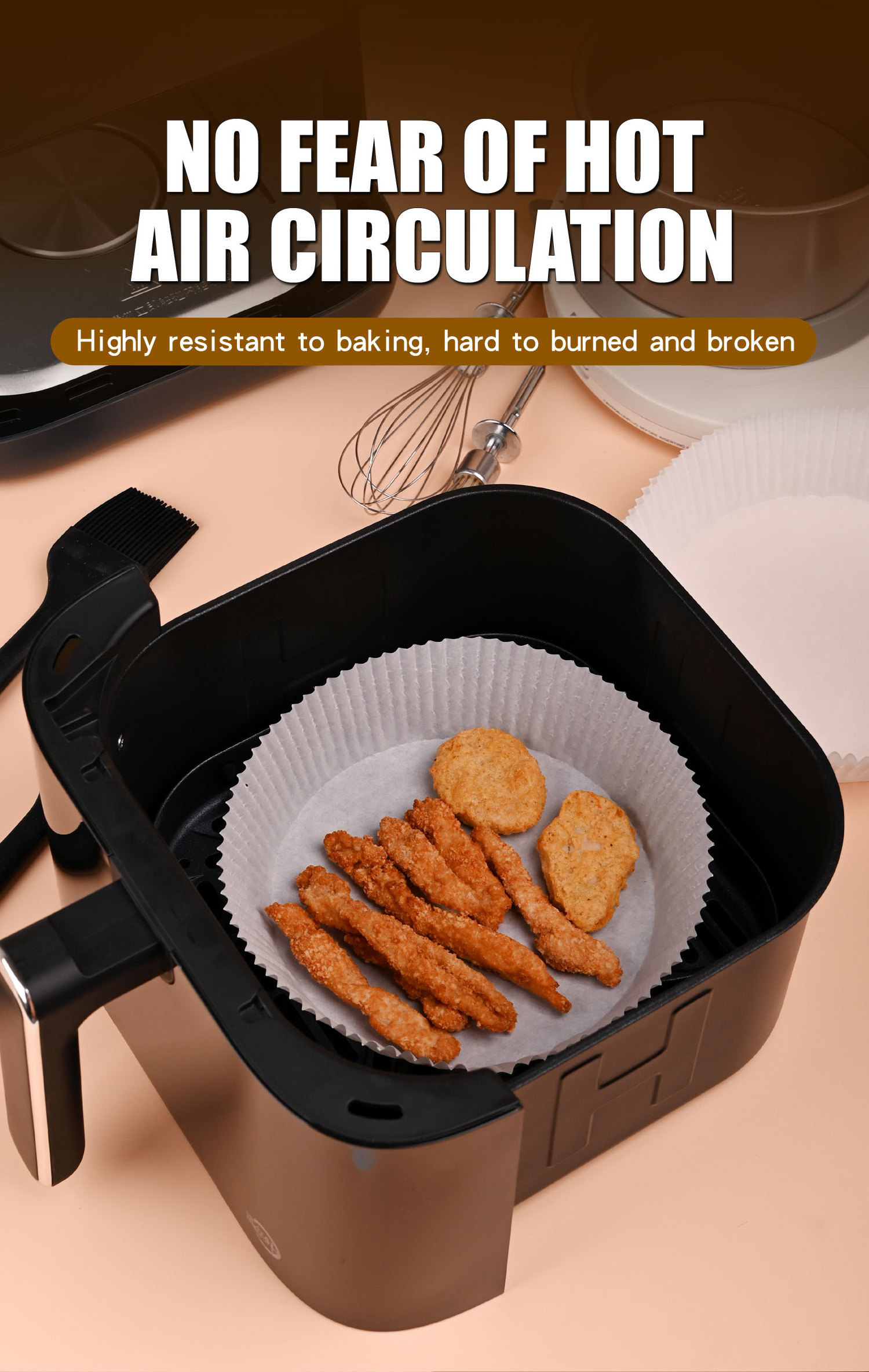 Non-stick water proof 100PCS parchment paper Water-proof Airfryer Baking Paper for household