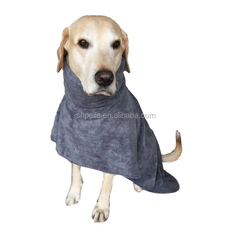 Pet Dog Pajamas Bathrobe Towel, Fast Drying Dog Bag, Microfiber Bathrobe Powerful Absorbent  Pet Cat Bath Robe for Puppy