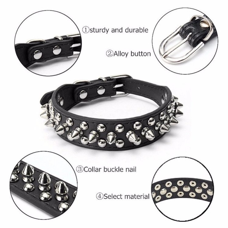 Outdoor Sports Cool Pet Collar with Rivet  Pets Accesory Adjustable Rivet Spiked Studded Dog Collar Cool Dog Neck Strap