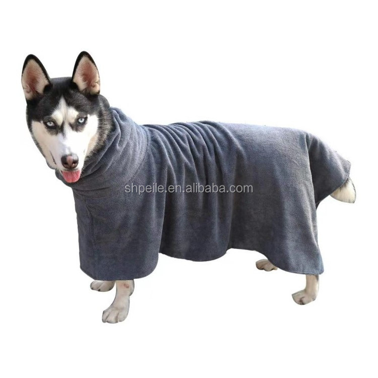 Pet Dog Pajamas Bathrobe Towel, Fast Drying Dog Bag, Microfiber Bathrobe Powerful Absorbent  Pet Cat Bath Robe for Puppy