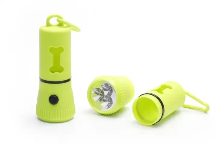 Pet Poop Bag Holder with LED Dog Poop Bag Dispenser Green Footprint Bio-degradable Dog Poop Bag With Reusable Flashlight