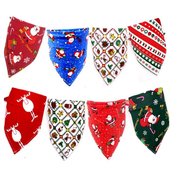 Christmas Pet Dog Bandana Pets Cat Scarf Adjustable Triangle Santa Claus Pet Bandana for Large Medium and Small Dogs Cats