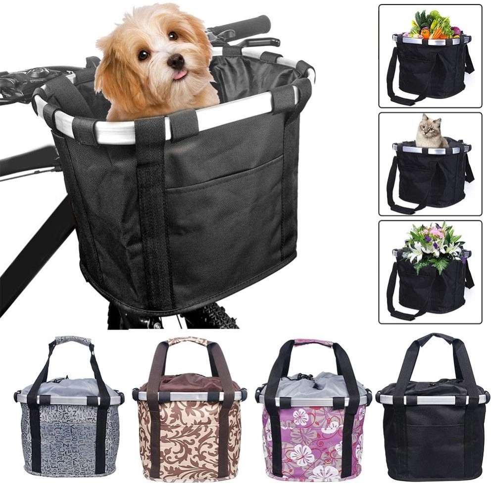 Portable Pet Bike Carrier Bicycle Pet Basket Bicycle Front Basket with Handle