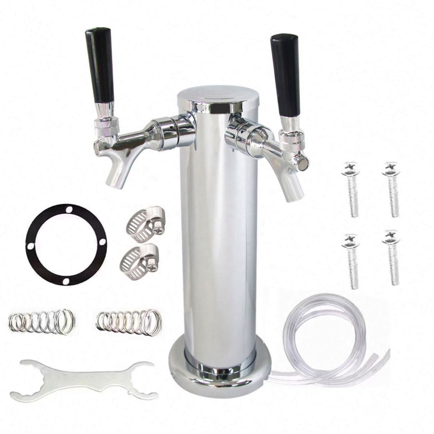 Dual Beer Tower Dispenser Draft Kegerator Tower Beer Dispenser Kit with 2 Faucet Tap beer tower