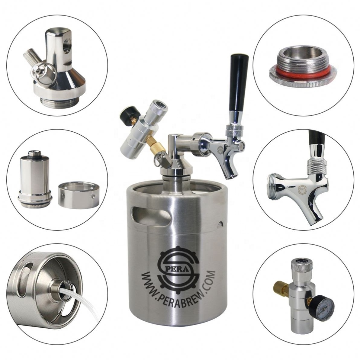 2L 3.6L 4L 5L 10L Stainless Steel Homebrew Beer Drink Mini Beer Barrel Keg with Free LOGO Custom