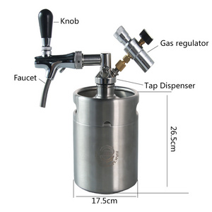 Pera 2L/3.6L/4L/5L Stainless Steel Beer Kegs System, Mini Keg Dispenser