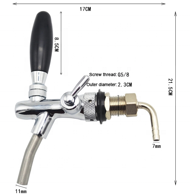 Flow Control Adjustable Chromed Brass Draft Beer Keg / spigot /faucet With Handle for Keg  Tower Beer Shank and Kegerator