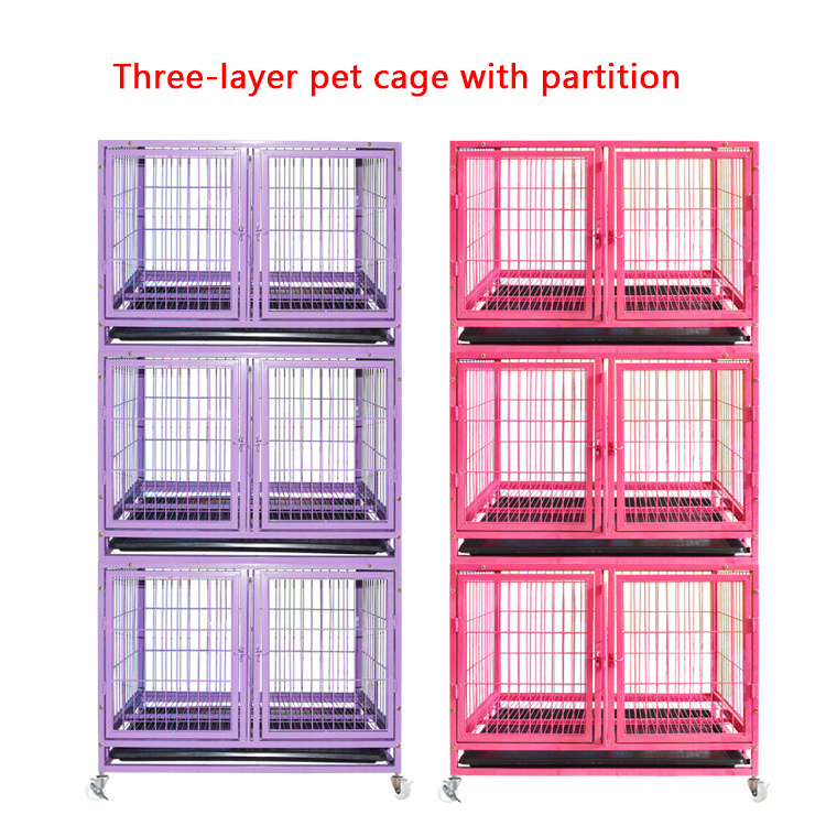 Factory Price Large Breeding Cat And Dog Kennels Cages 3 Layer Wholesale Cat And Dog Cage