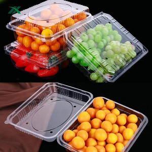 Custom clear salad packaging container disposable PET plastic strawberry fruit clamshell punnet