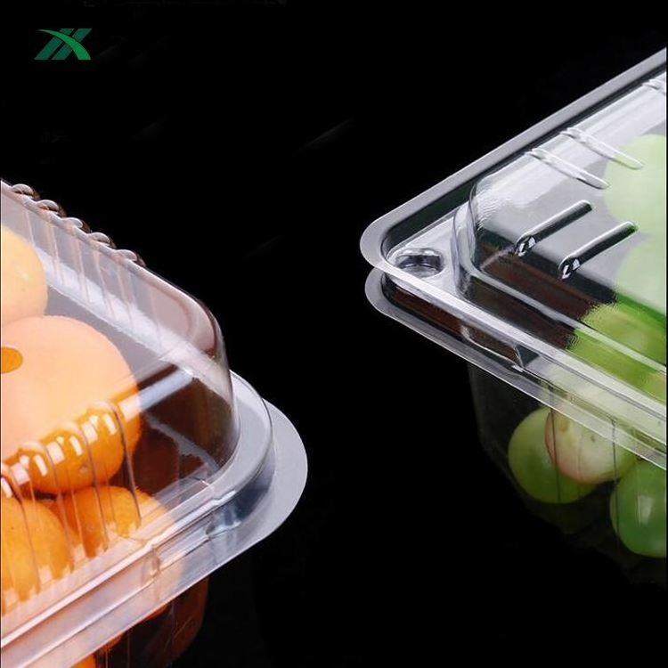 Custom clear salad packaging container disposable PET plastic strawberry fruit clamshell punnet