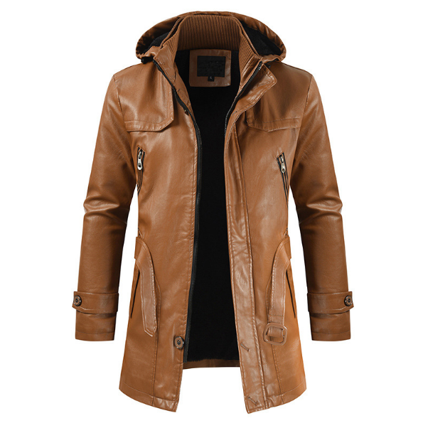 Leather Jacket Men 2019 New Casual Fashion PU Hooded Slim-fitting Leather Jacket for Men