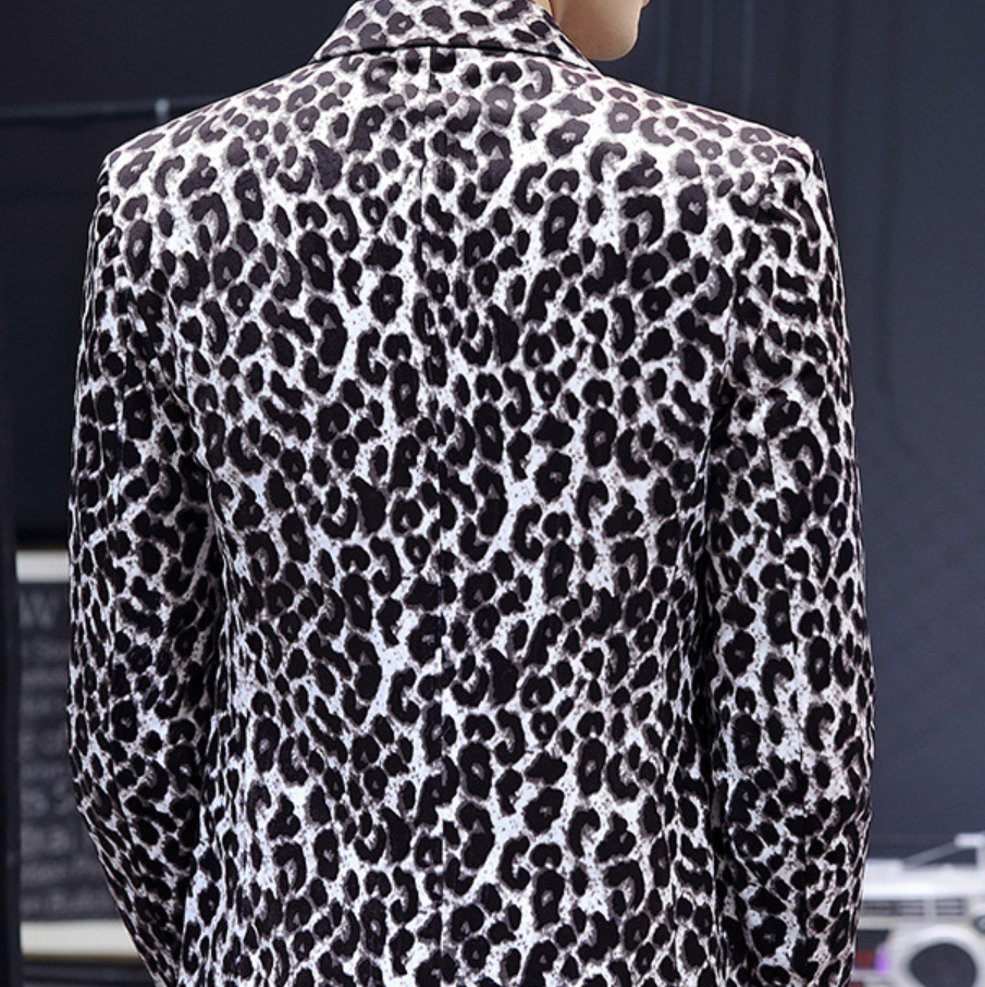 Leopard Print Suit Jacket Men 2022 Brand New One Button Slim Fit Blazers Mens Christmas Party Prom Stage Costume Homme