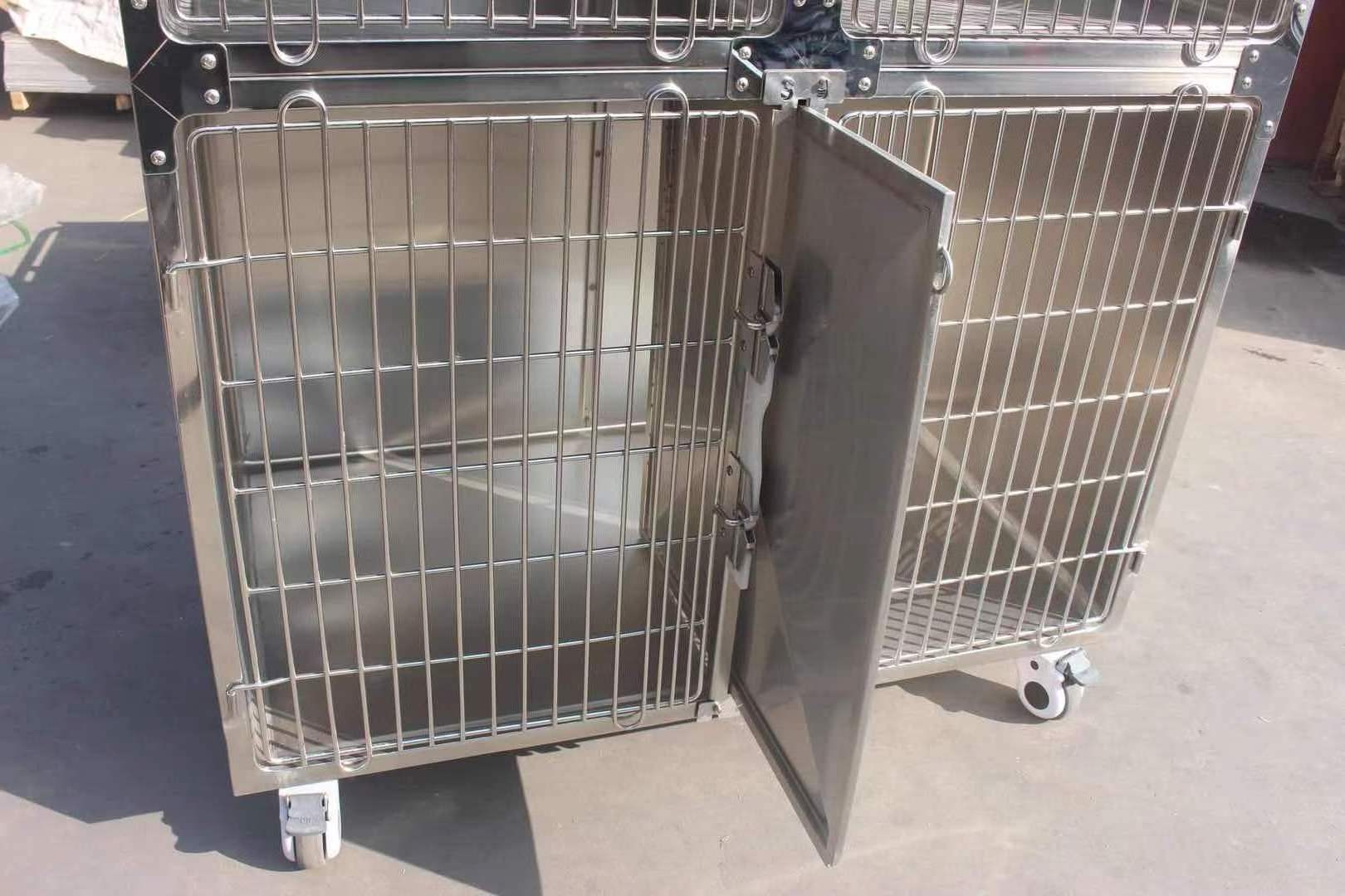 High Quality Kennel Pet Dog Cages Veterinary Cages Stainless Steel Modular Crates Cat Dog Cage 4 Wheels