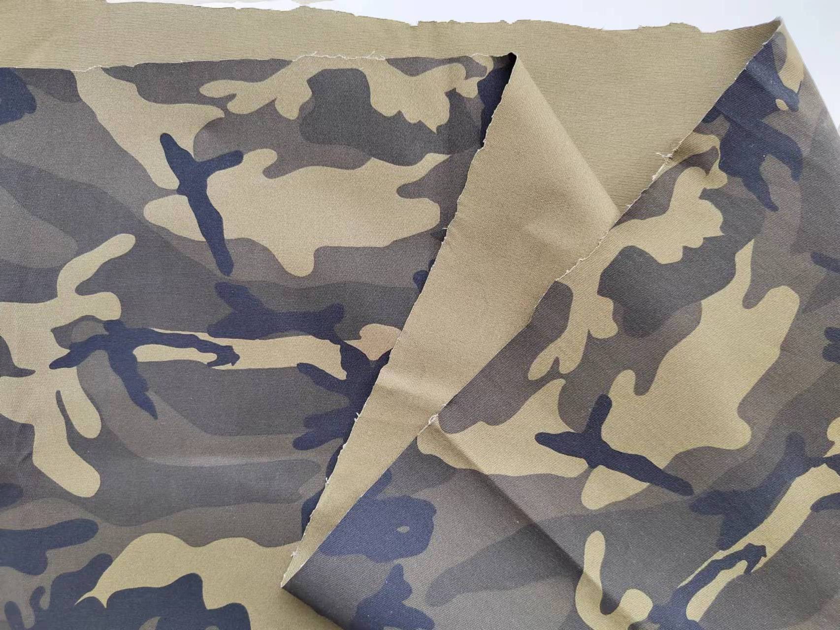 cotton spandex twill peached camouflage print fabric