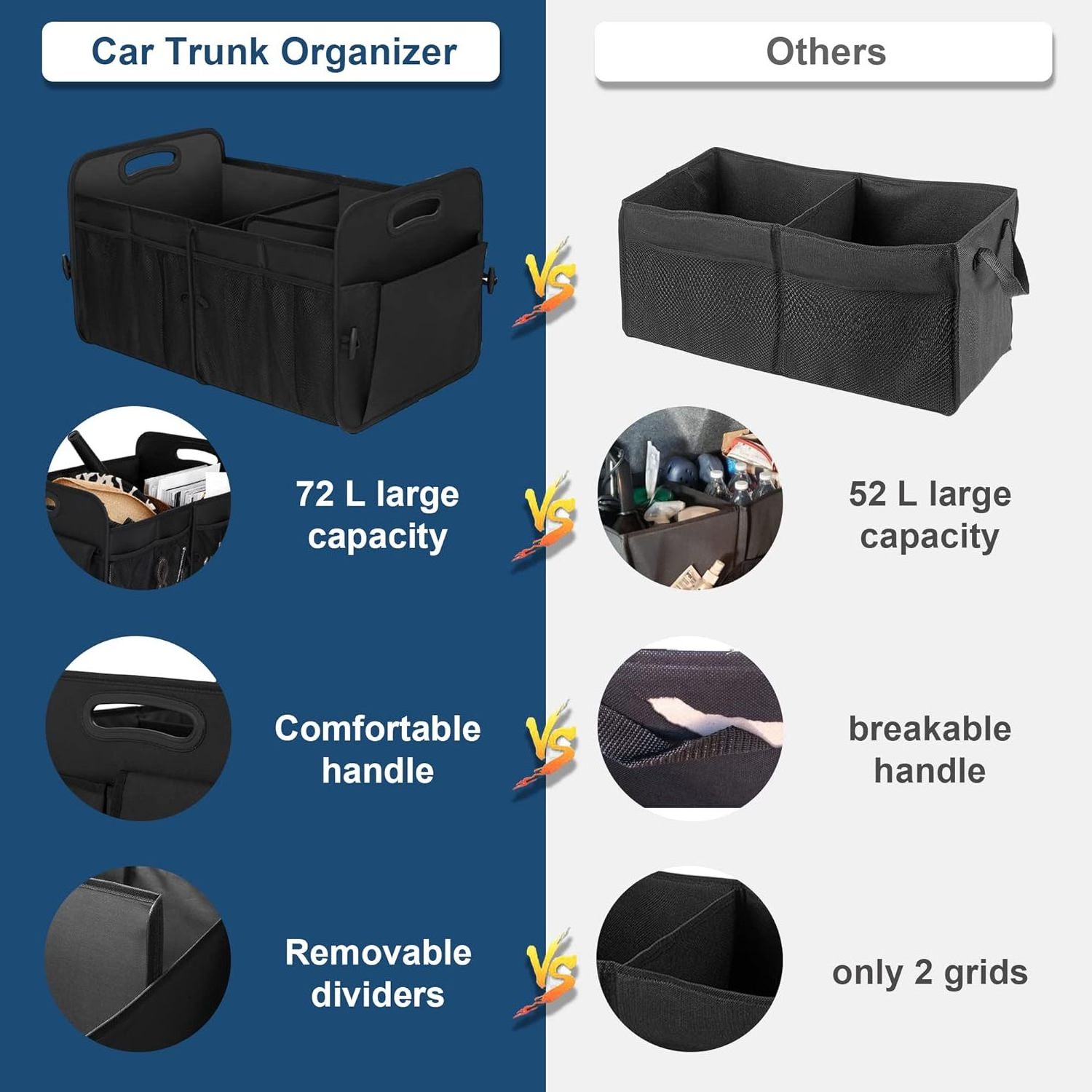 Wholesale Multipurpose Car Glove Compartment Foldable Large Size Trunk Boot Car Storage Organizer