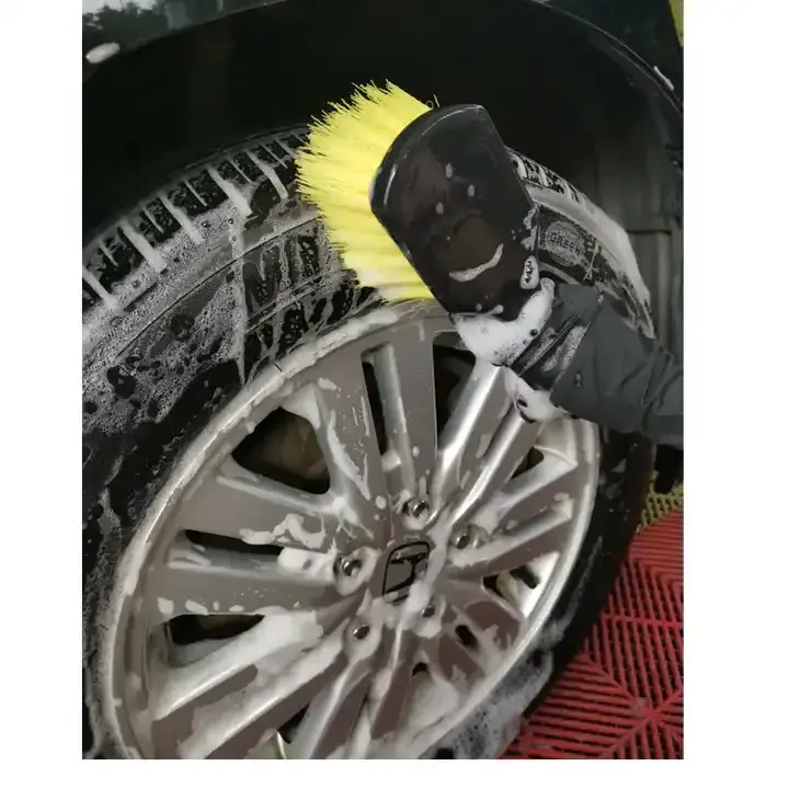 Car Wash Tire Brush Premium Quality Wheel Tire Rim Scrub Brush Stiff Synthetic Bristles Tire Shine Brush For Car Cleaning