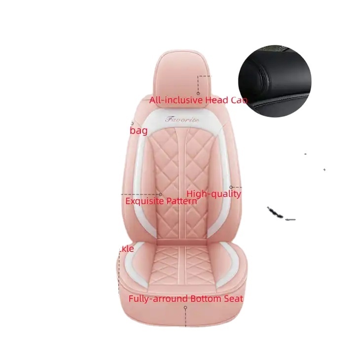 Best Sale Women Car Interior Accessories Pink Seat Cover Car Luxury 5d Full Set Pink Leather Car Seat Cover