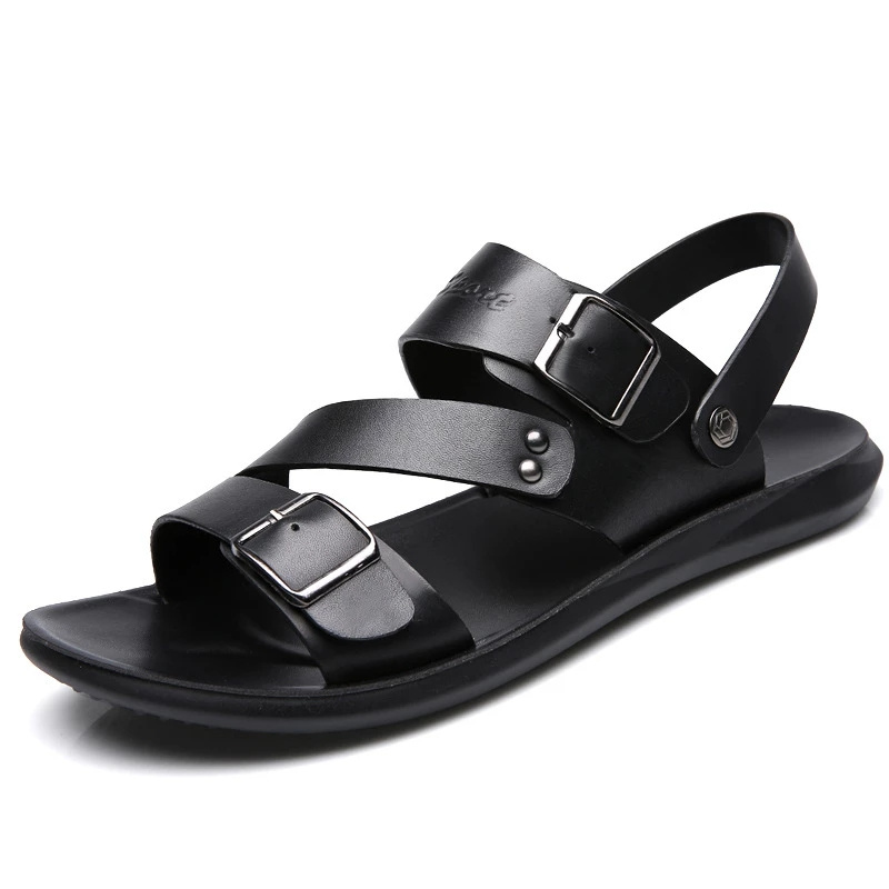 Us 6-15 Size Men's Sandals Summer Shoes Man Casual Comfortable Open Toe Beach Footwear Leather Sandals For Men Slippers