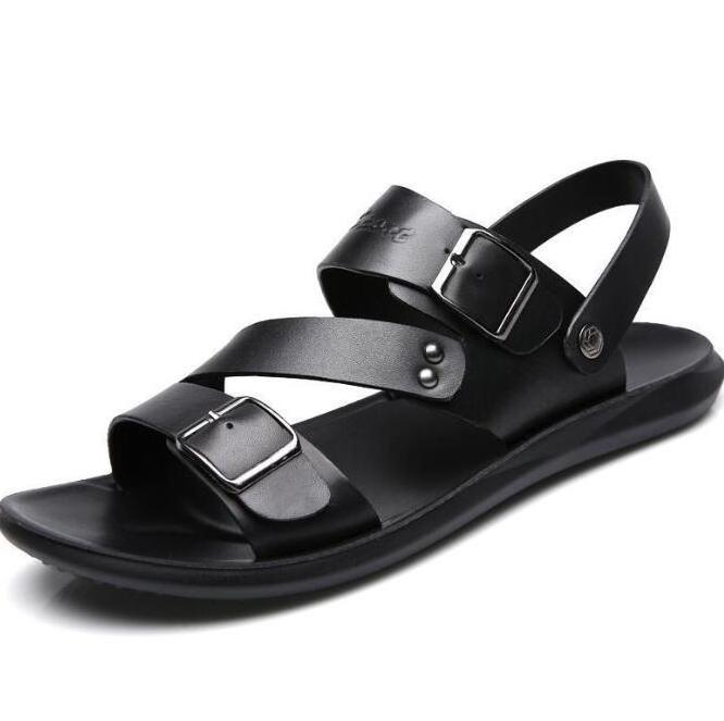 Wholesale And Retail High Quality Men's Leather Outdoor/beach Sandals Thick Sole Summer