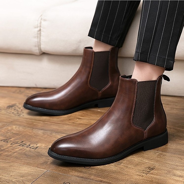 Men's Chelsea Fashion leather boots casual design for high durability