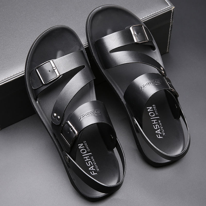 Us 6-15 Size Men's Sandals Summer Shoes Man Casual Comfortable Open Toe Beach Footwear Leather Sandals For Men Slippers