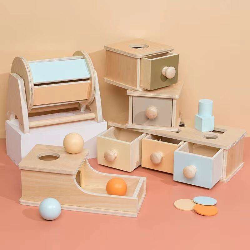 New Teaching Aids DIY Wooden Farm Toy Coin Box Ball Drop Learning Toy with Logo Packed in Color Box Sets